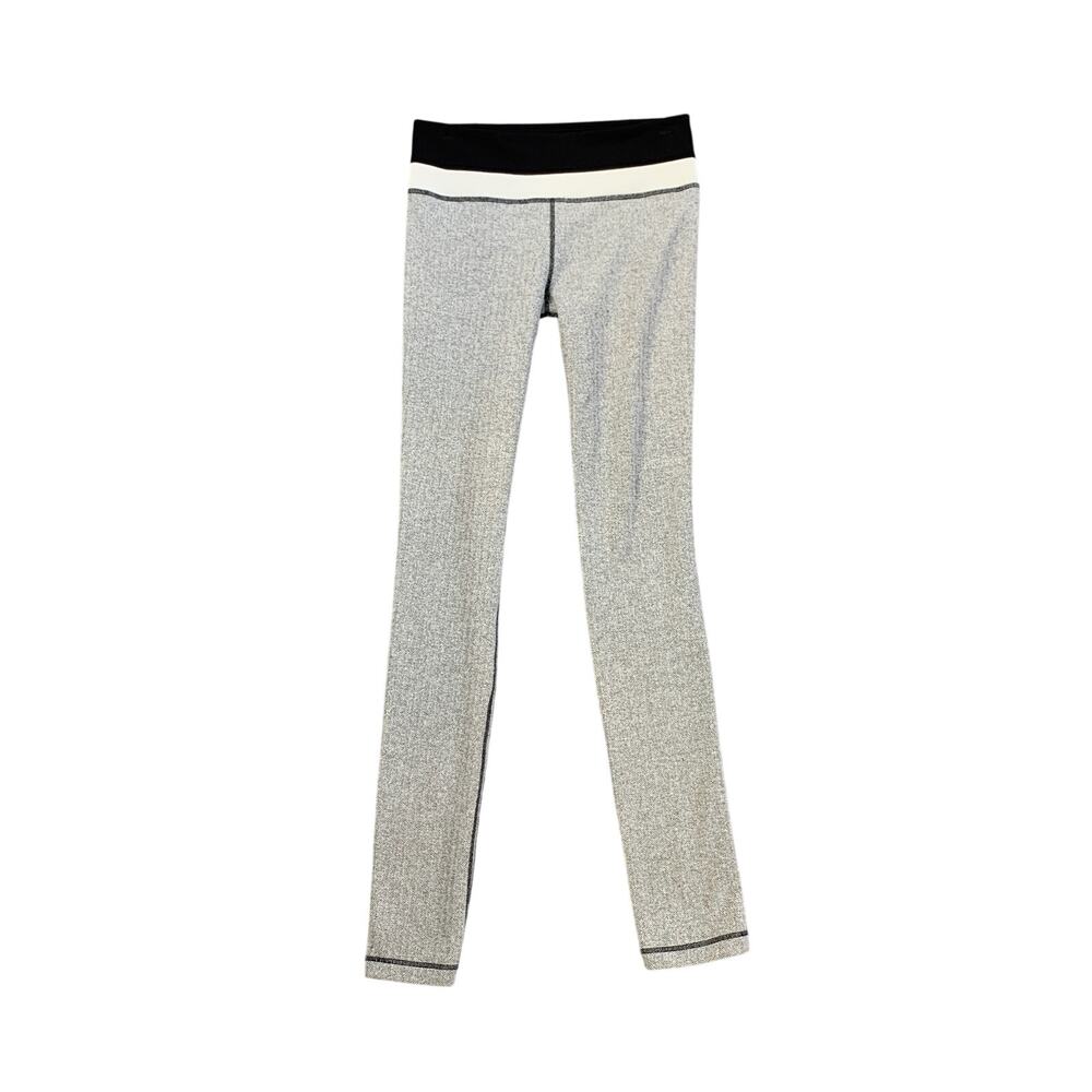 Lululemon Leggings Womens 6 Black White Skinny Groove Heathered Herringbone Knit
